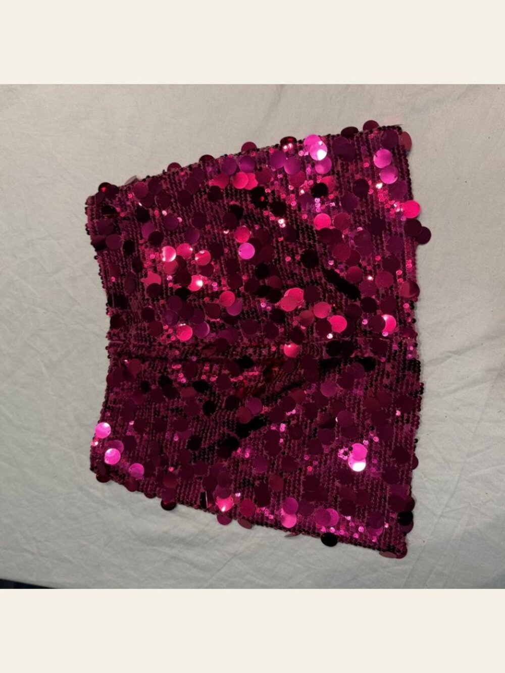 Hot Pink Sequin Paillette Mini Skirt Magenta Satin Lined NWT Size M - Picture 5 of 7